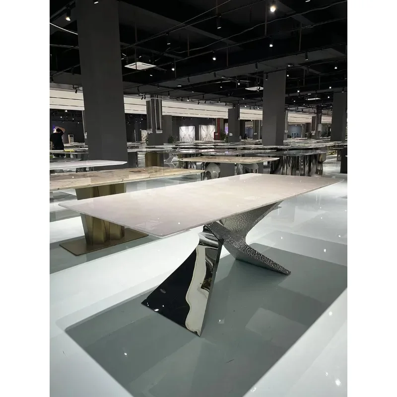 Stone dining table villa natural Dali rectangular high-end dining table