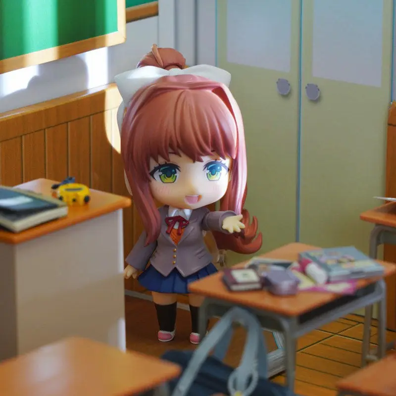 10CM Doki Doki Literature Club! Nendoroid # 1817 Monika Figura de Ação Versão Q Fofa, Kit de Modelo Colecionável, Brinquedos da Moda, Presente para Meninas