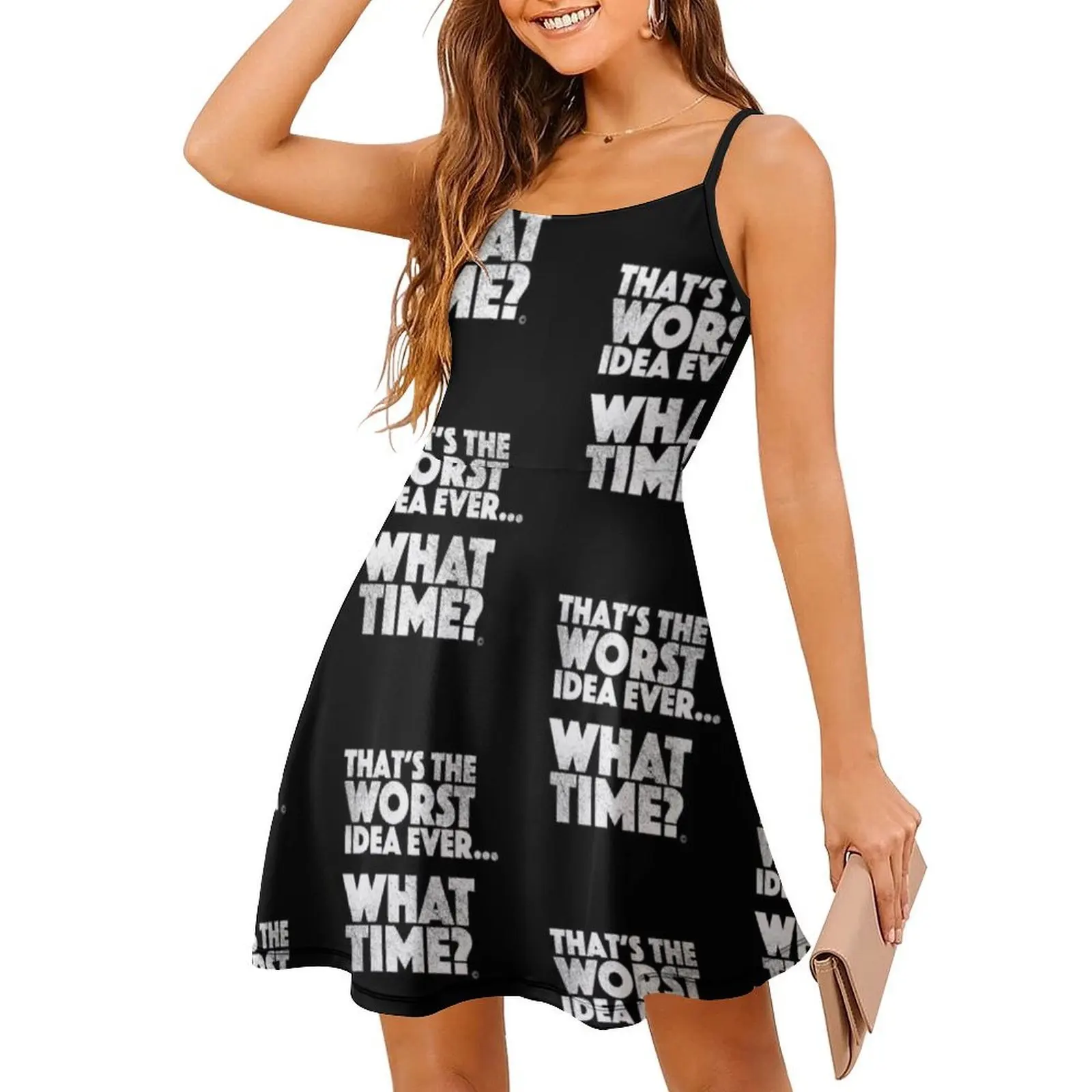 "أسوأ فكرة على الإطلاق" مضحك أفضل صديق تي شيرت المرأة الشارع الشهير فستان الحفلات العصرية طباعة نادي الملابس للإناث أفضل