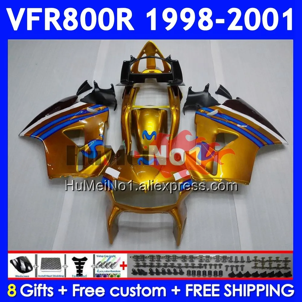 Body For HONDA Interceptor VFR Movistar Gold 800RR 800 RR CC 52No.24 VFR800 RR 98 99 00 01 VFR800RR 1998 1999 2000 2001 Fairings