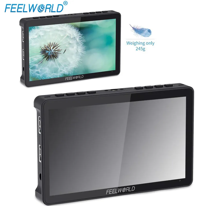 FEELWORLD F5 Pro V4 6 Inch Touch Screen DSLR Camera Field Monitor 3D LUT 4K HDMI Input Output Tilt Arm Power Output F970 Install