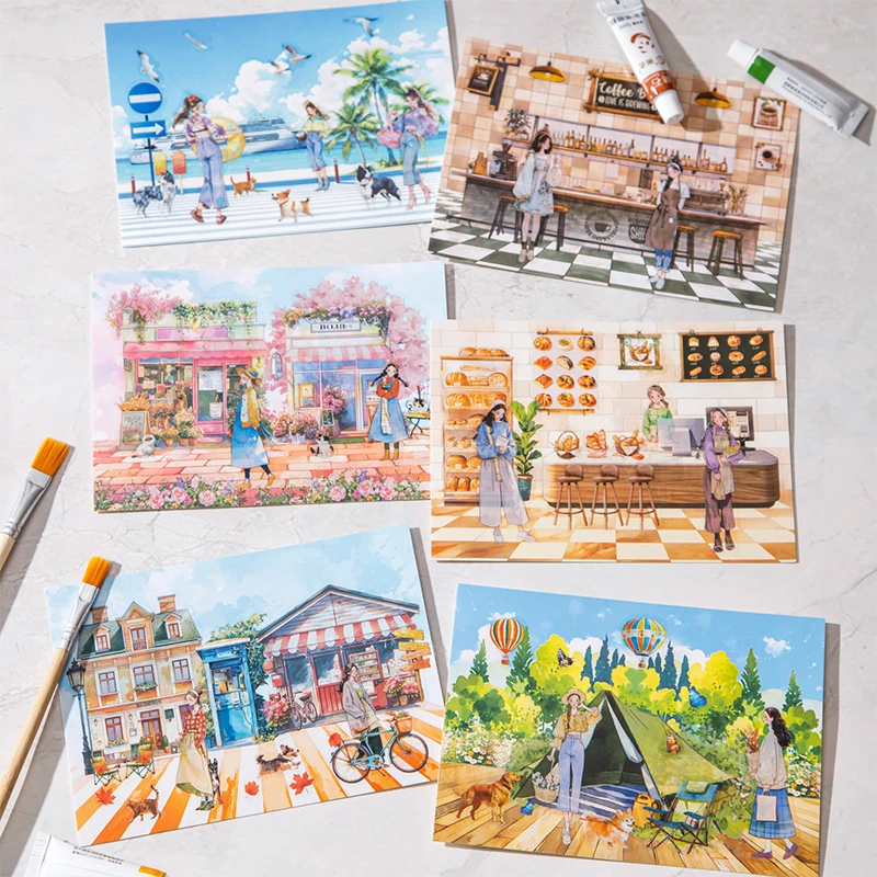 JIANQI 10PCS Customize Landscape Stickers book PET Die cut Decorative handmade Scrapbooking Material Diary Album Craft Supplies