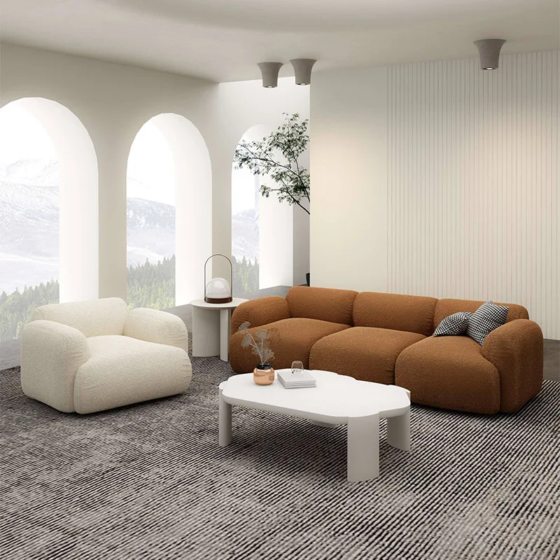 #Nordic Fabric Sofa Set Small Apartment Modern Simple Style Living Room Minimalist Creative Internet Popular High Density Sponge