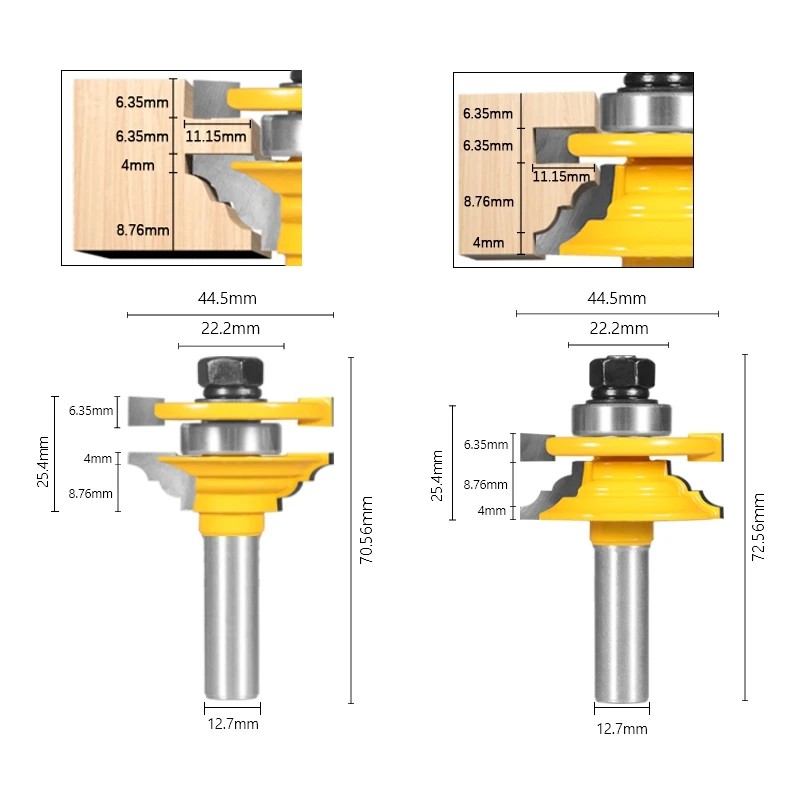 YUSUN 8MM 12MM 12.7MM Shank Stile＆Rail Assembles-Classical  Router Bit Woodworking Milling Cutter For Wood