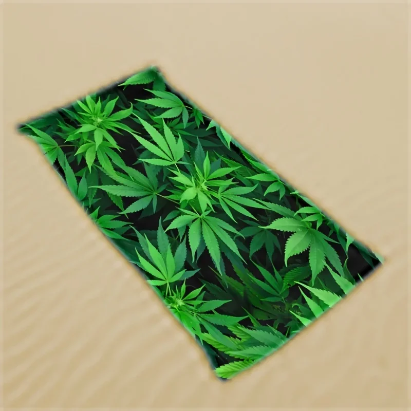 Large Quick-Dry Sand-Free Leaf Pattern Beach Towel Ultra Soft Swimming Vacation Gift