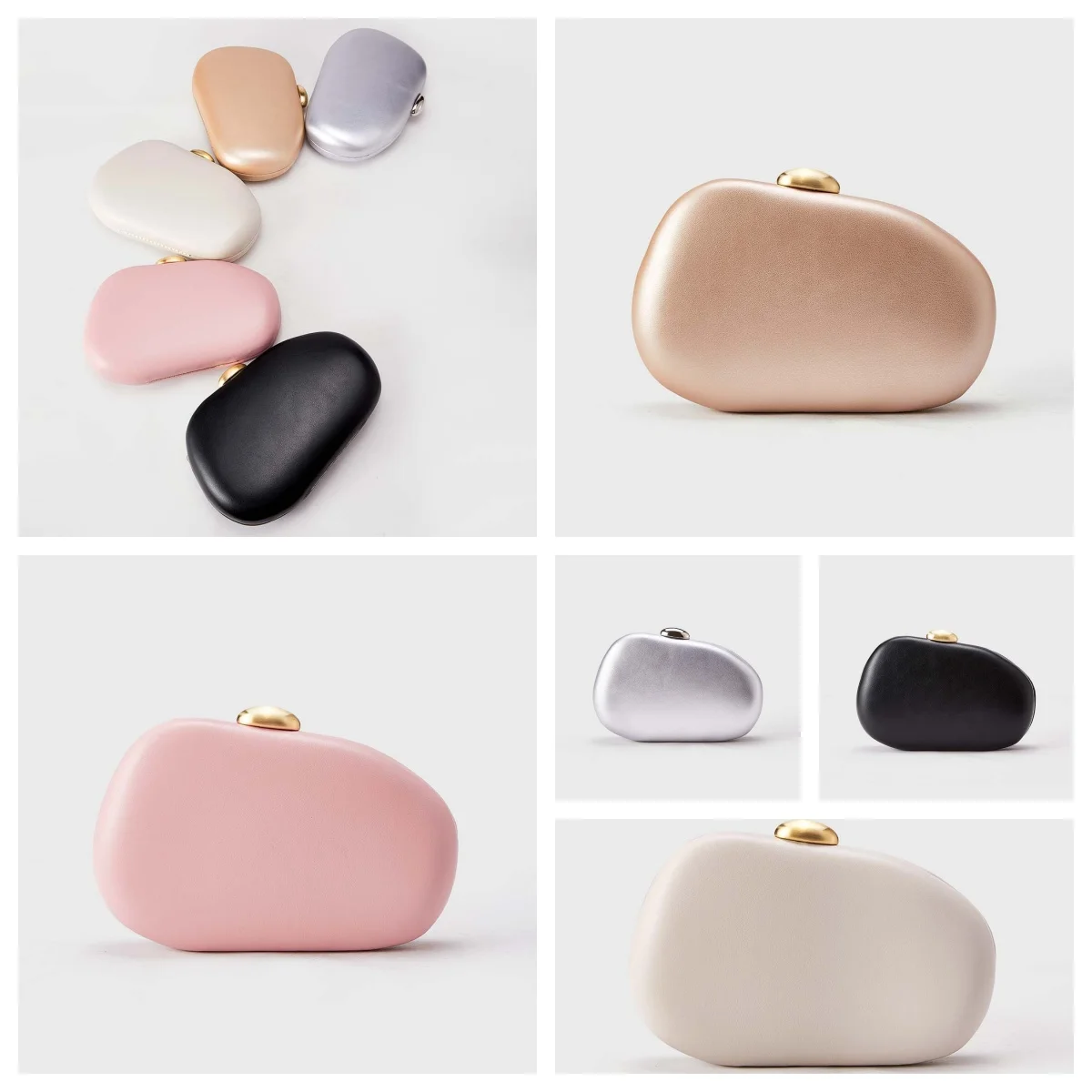 

New Vintage PU Leather Oval Female Unique Women Luxury Evening Banquet Clutch Handbag Purse Party Crossbody Day Party Lady Purse