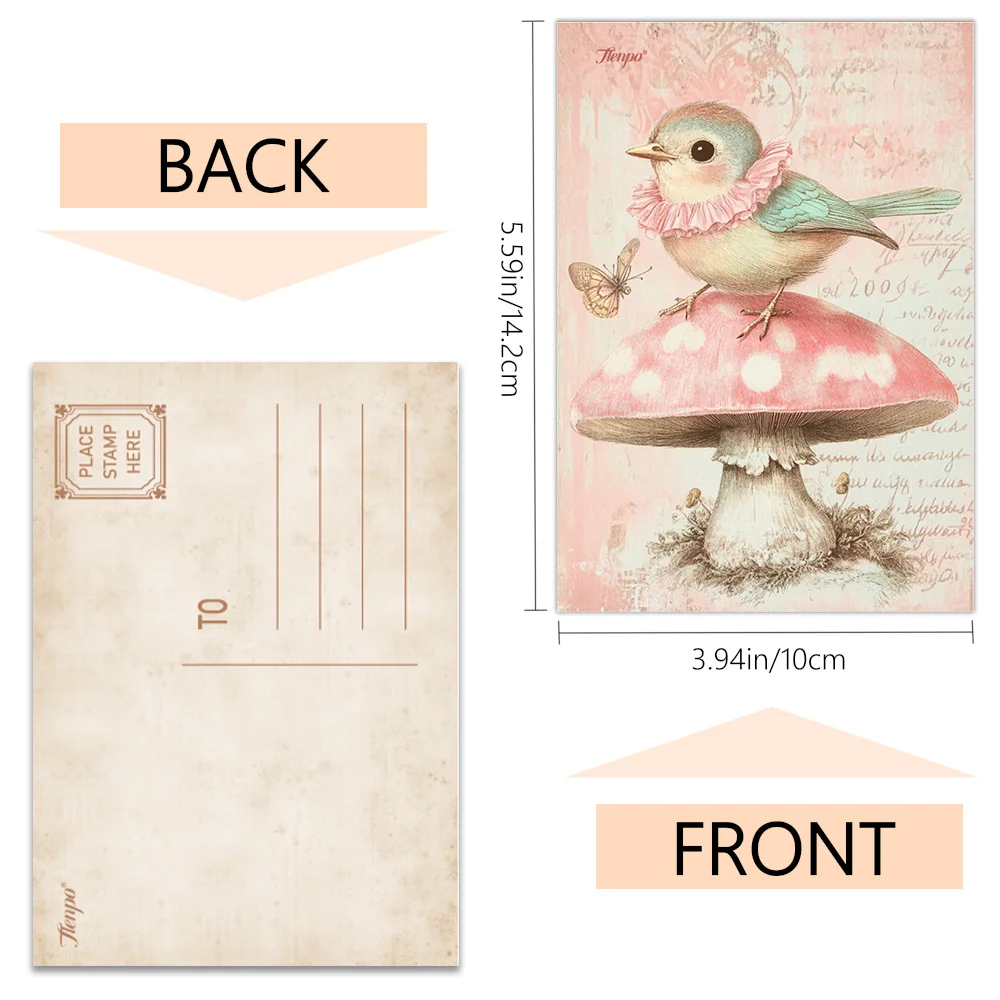 32pcs,Retro Modern Floral and Bird Postcards, Birthday/Anniversary Gifts, Collectibles, Suitable for Gift Giving, Can be Mailed.