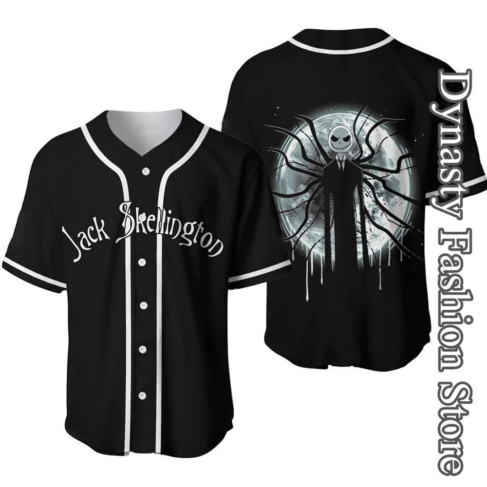 Disney-Maillot de baseball L'Étrange Noël de Monsieur Jack pour homme, Jack Skellington, Sally, chemise rétro, vêtements décontractés en Y