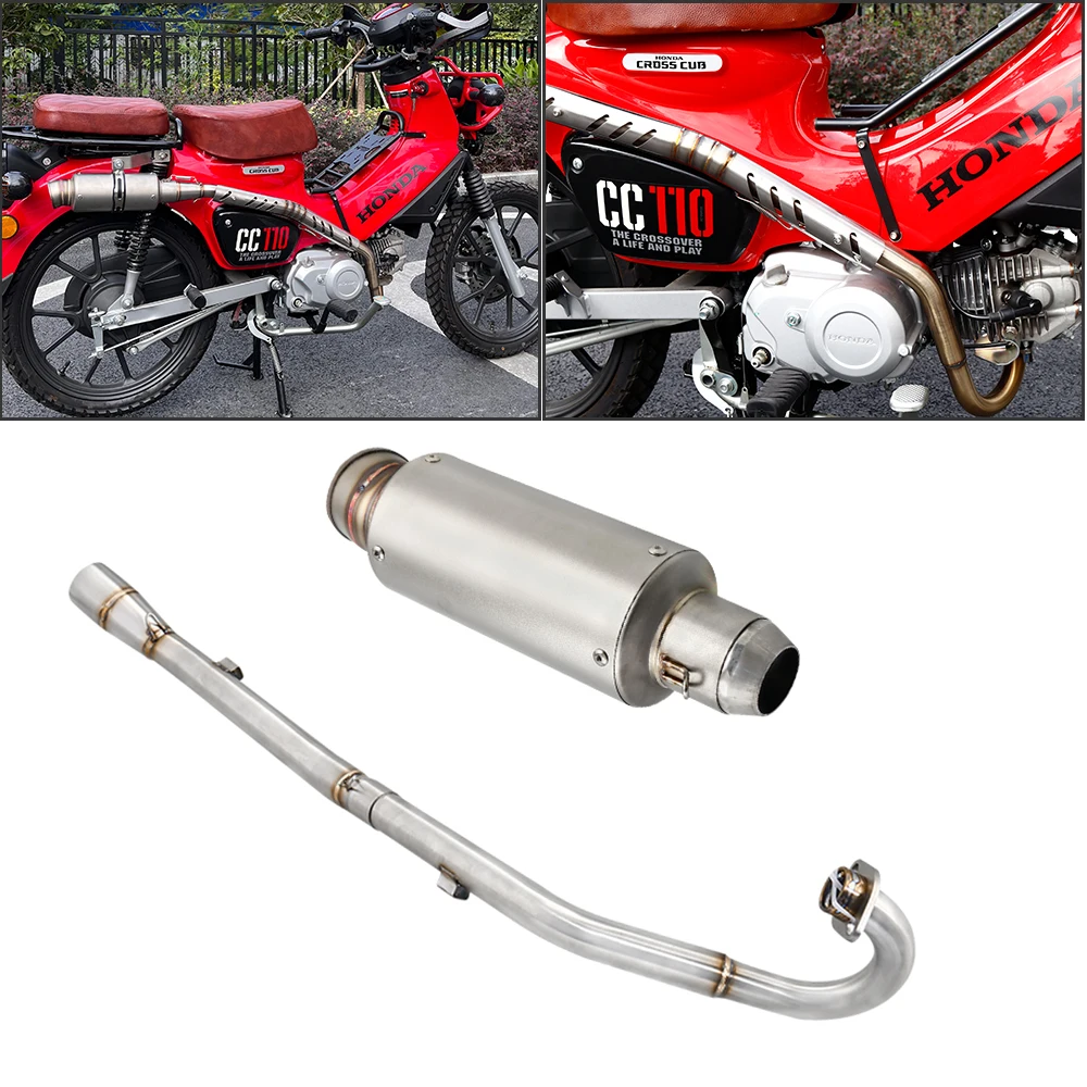 

Motorcycle Exhaust System Modified Side Row Full Section Front Link Pipe Muffler For HONDA Cub 110 Cub110 CC110 2018-2023