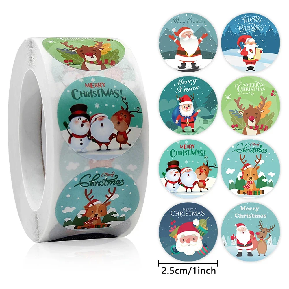 500 stücke Weihnachts geschenk dekorative Aufkleber 1 Zoll Versiegelung Aufkleber Frohe Weihnachten Belohnung selbst klebende Etiketten Kindertag Party