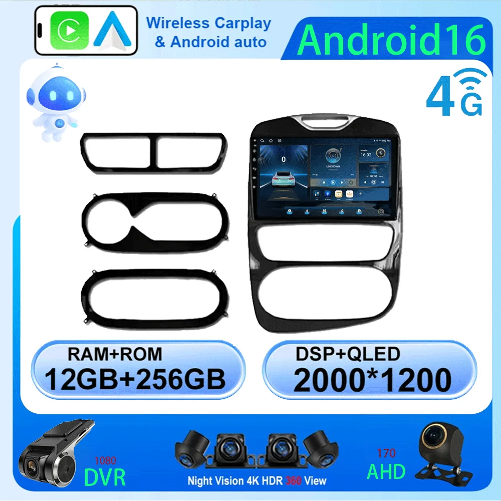 Android 16 Carplay Auto WIFI+4G For Renault Clio 3 4 2012 2013 2015 - 2018 Car Radio GPS Stereo Multimedia Player 2din Wireless