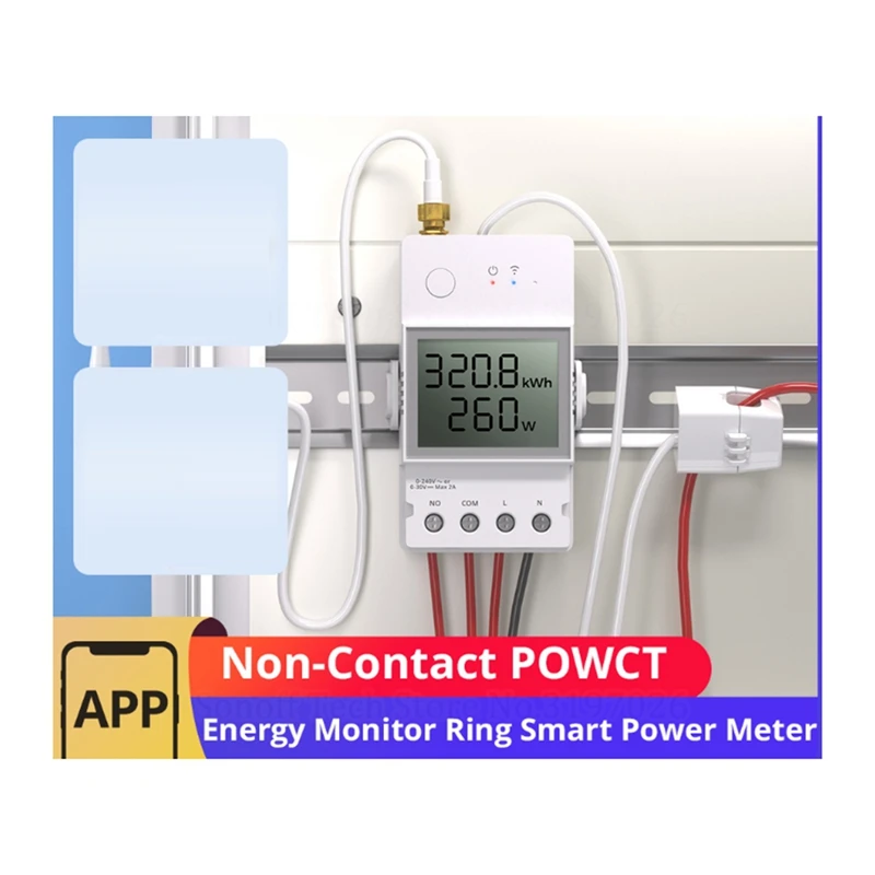 FULL-POWCT Ring Smart Power Meter ESP32 Chip Current Transformer 100A Energy Monitor Contacter Control Works With Alexa IFTTT