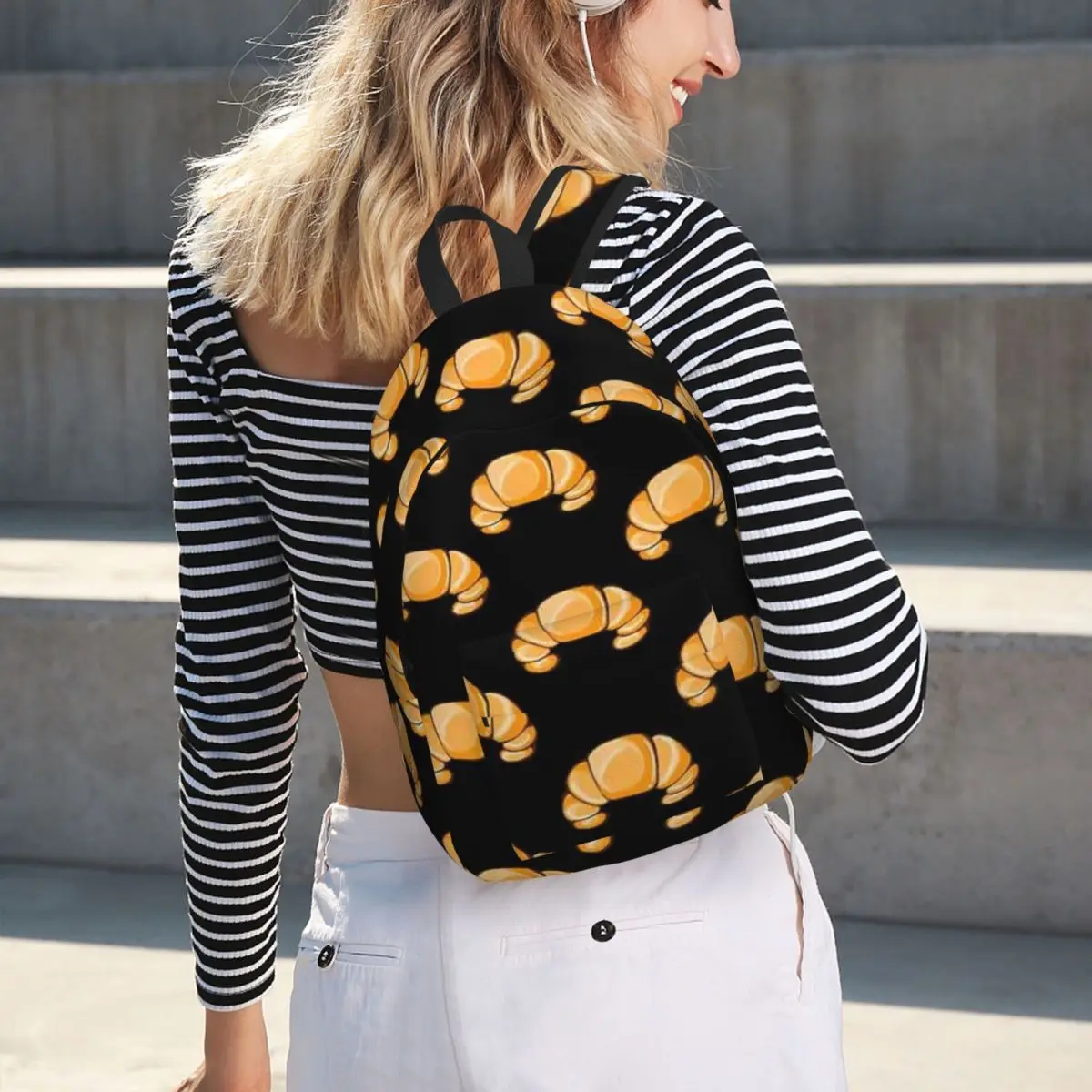 Cute Croissant Backpack Hot Sale Daypack Large Capacity Boys Girls BookBag School Bag Shoulder Bags for Men Women