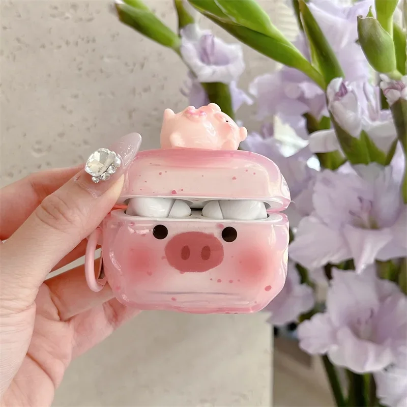 3D Pink Pig Case for AirPods Pro2 Airpod Pro 1 2 3 Bluetooth Earbuds Charging Box Protective Earphone Case Cover