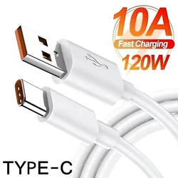 10A 120W Type C Fast Charging Cable For Huawei P60 Nova 12 Honor 200 Lite Xiaomi Redmi Note 13 POCO F5 X6 Quick Charge USB Cable