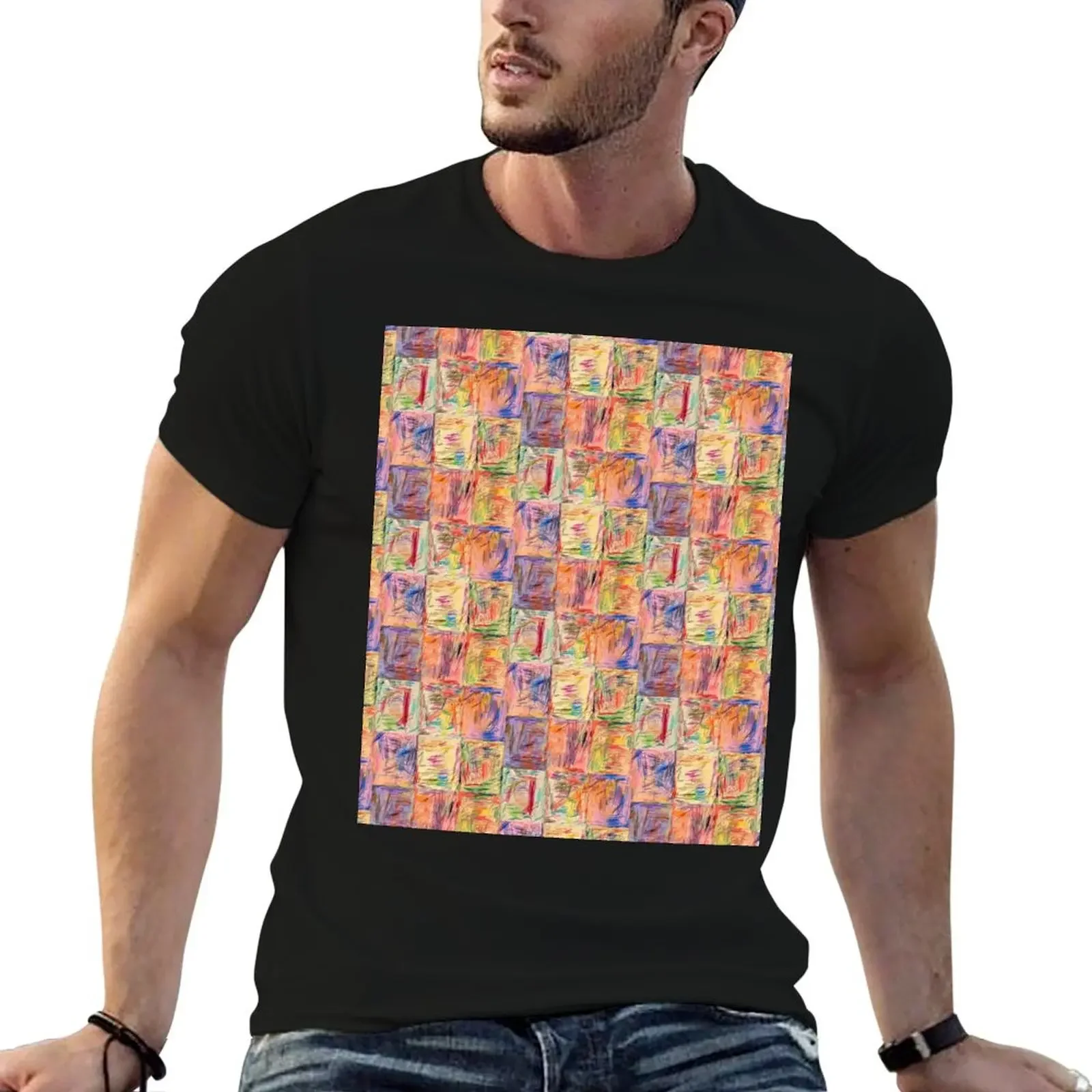 KA Multicolor Block Collage1 T-Shirt sweat cotton graphic tees mens graphic t-shirts funny