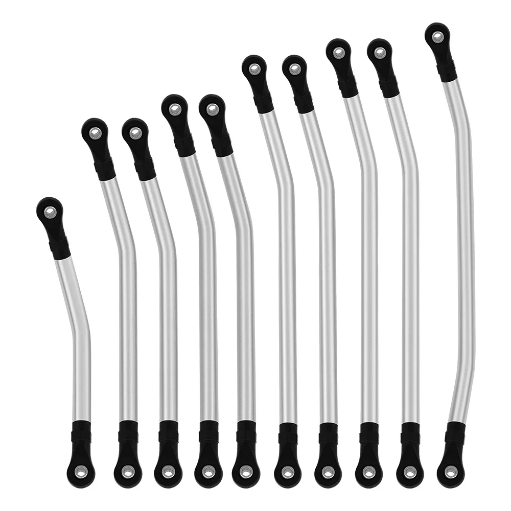 10PCS Metal RC Links Upper + Lower Linkage Chassis Link Set with Rod End 325mm For 1/10 AXIAL SCX10 II 90046 RC Crawler Car