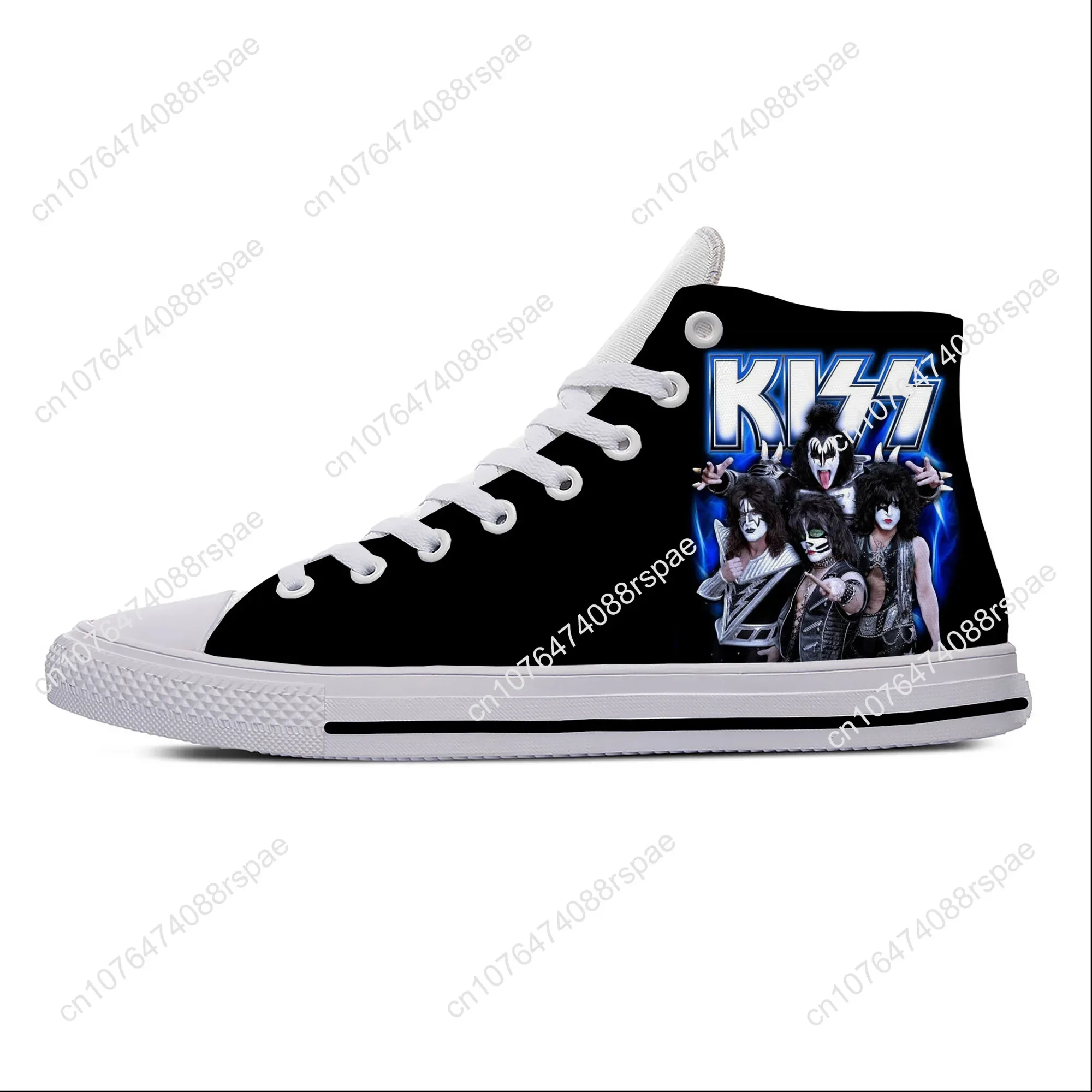 Heavy Metal Rock Band Kiss Music Fashion Funny Casual Cloth Shoes High Top Lightweight Breathable 3D Print Men Women Sneakers