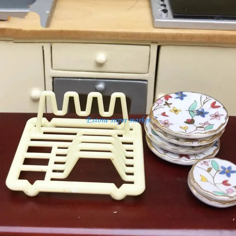 090B Miniature Dish Rack Model Figure Doll House Furniture Realistic Scene Settings