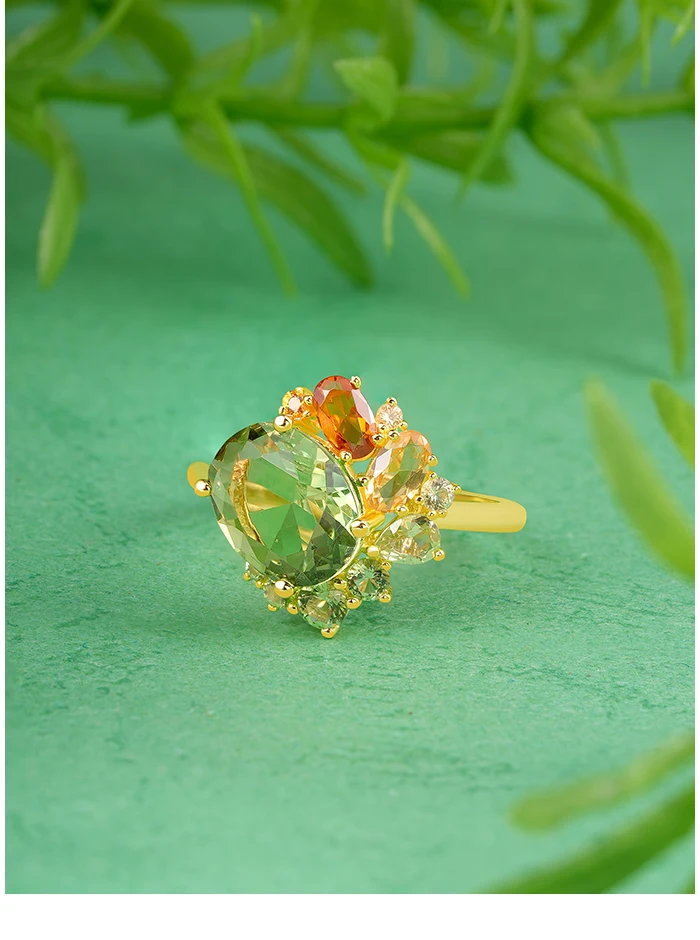 SANTUZZA Echter 925 Sterling Silber Ring für Damen Funkelnder Synthetischer Grüner Spinell Wunderschöne Hochzeitsgeschenke Edler Schmuck – Detail 5