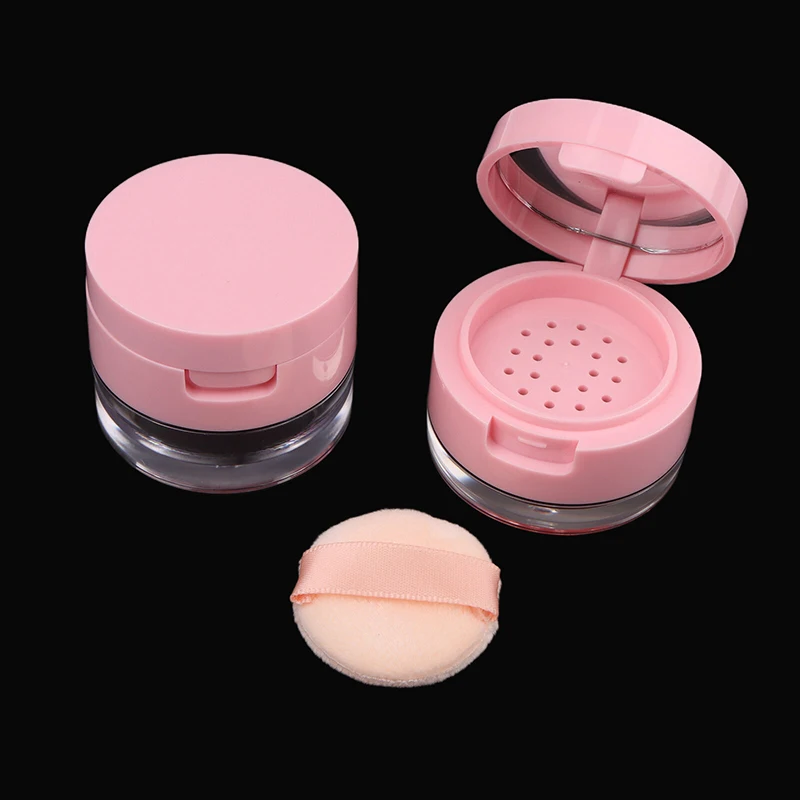 1Pc Tragbare Kunststoff Pulver Box Leere Lose Behälter Mit Sieb Spiegel Kosmetische Sichter Jar Reise Make-Up