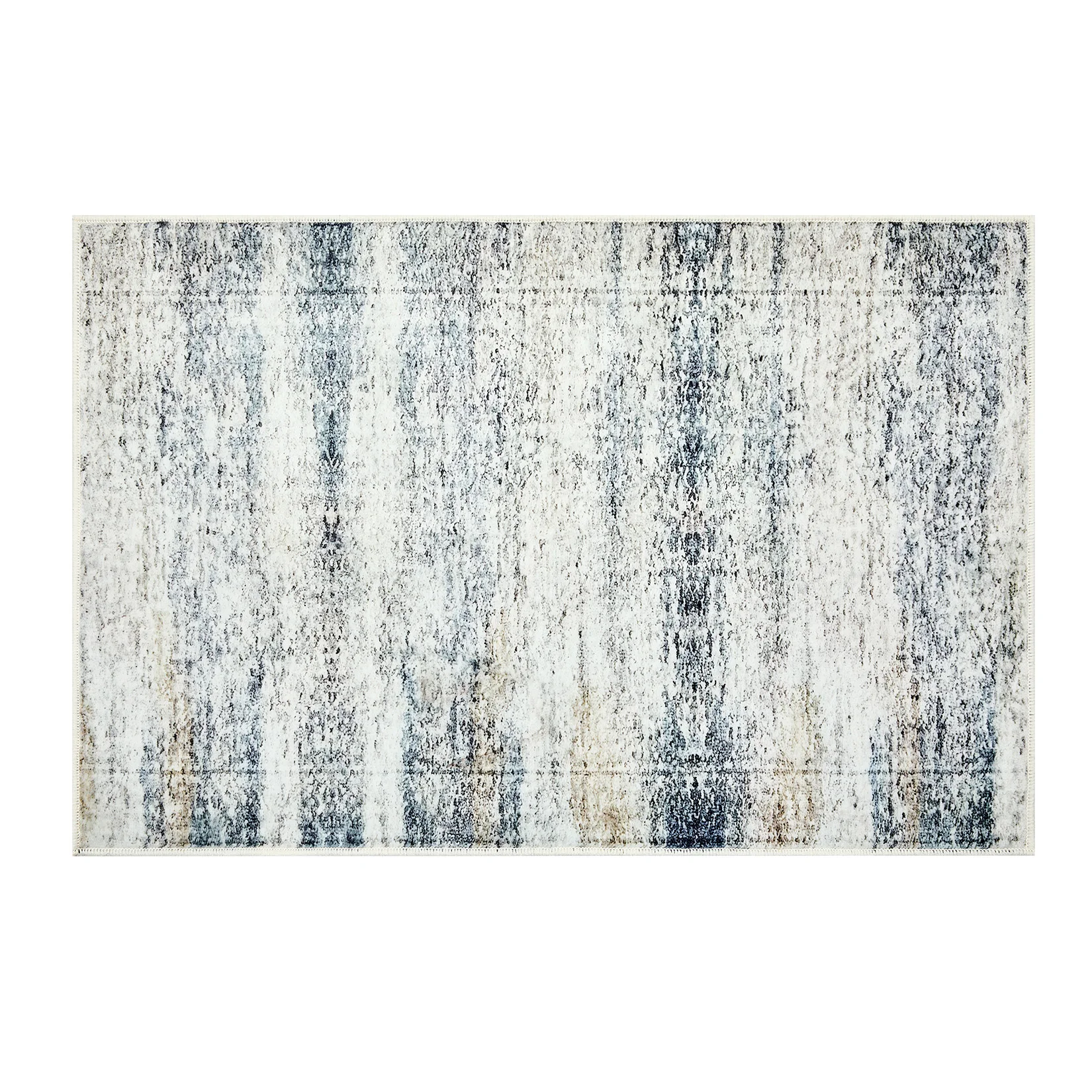 Abstract Distressed Area Rug, Vintage Blue Gray Watercolor Print Non Slip Floor Mat, Washable Thin Rug for Living Room Bedroom Entryway Home Decor