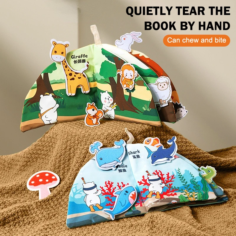 Dziecko wczesna edukacja książeczka materiałowa 3D dotykowy interaktywna książeczka zapobiegająca rozdarciu zabawka Montessori zabawki sensoryczne 0-6 miesięcy niemowlęta