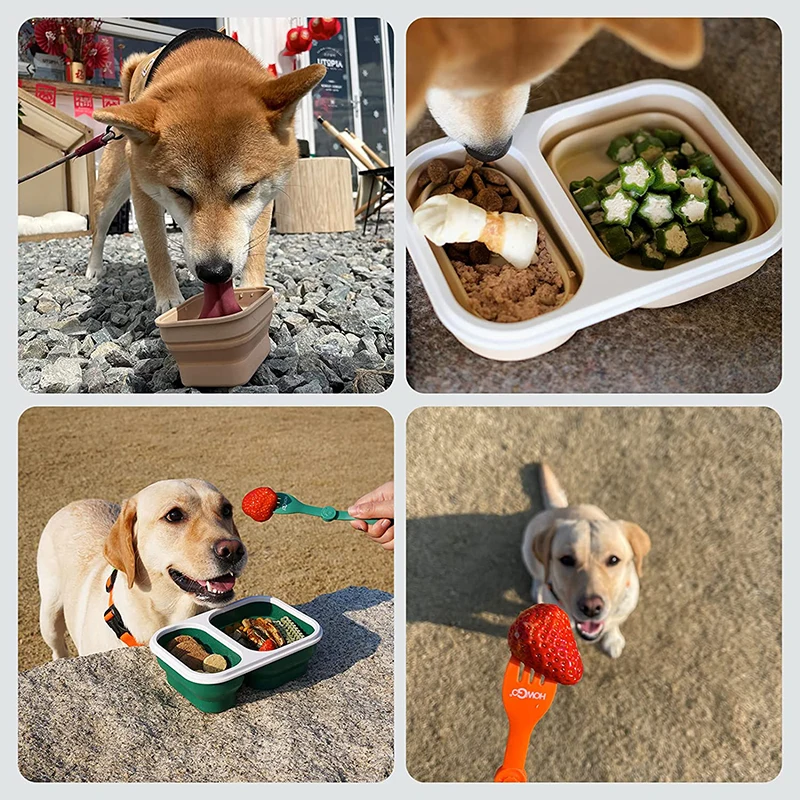 Foldable Dog Travel Bowl Set Dog Feeder Pet Drinking Food-grade Silicone with Separate Bowl Camp Cup for Travel Outdoor Walking