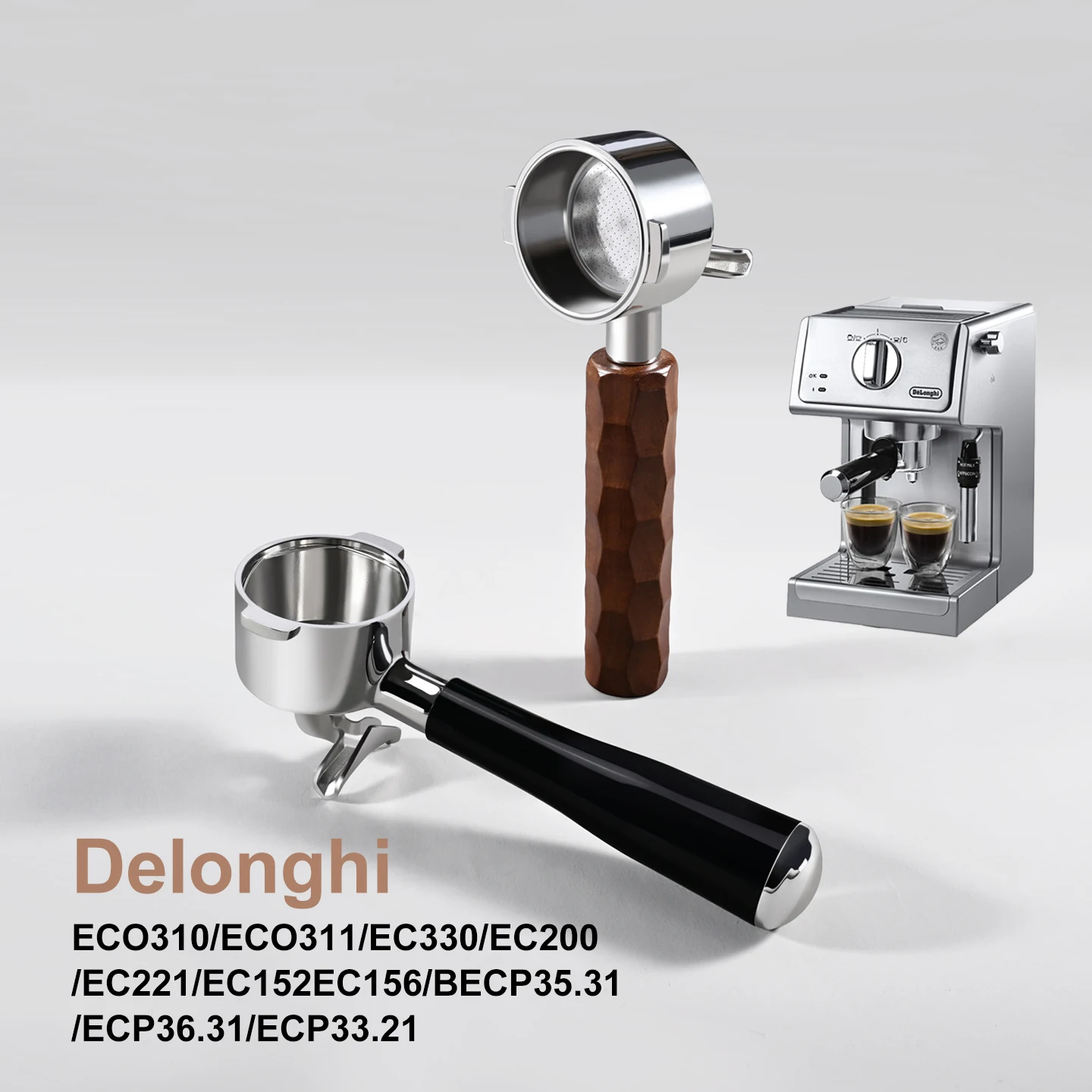 51mm 2 Ears Double Spout Portafilter for Delonghi Stilosa EC260BK/ECP3420/EC155/BCO430 Espresso Machine Replacement Accessories