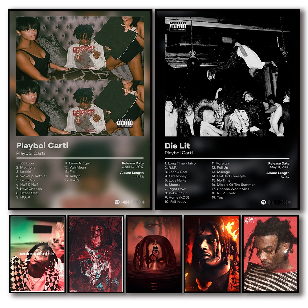 الهيب هوب مغني الراب ستار Playboi Carti الملصقات ألبوم الموسيقى صورة جمالية لغرفة بار قماش اللوحة الشمال الفن جدار ديكور المنزل