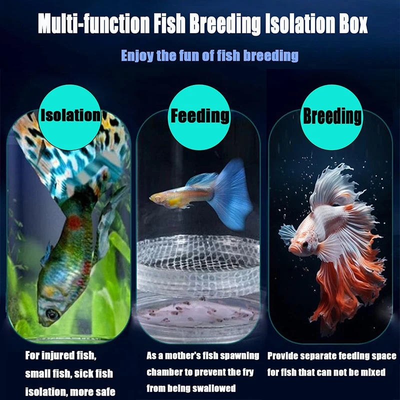 Floating Fish Breeding Isolation Box With Suction Cups 270°Flowing Water Propagation Separate Parent And Baby Fishes