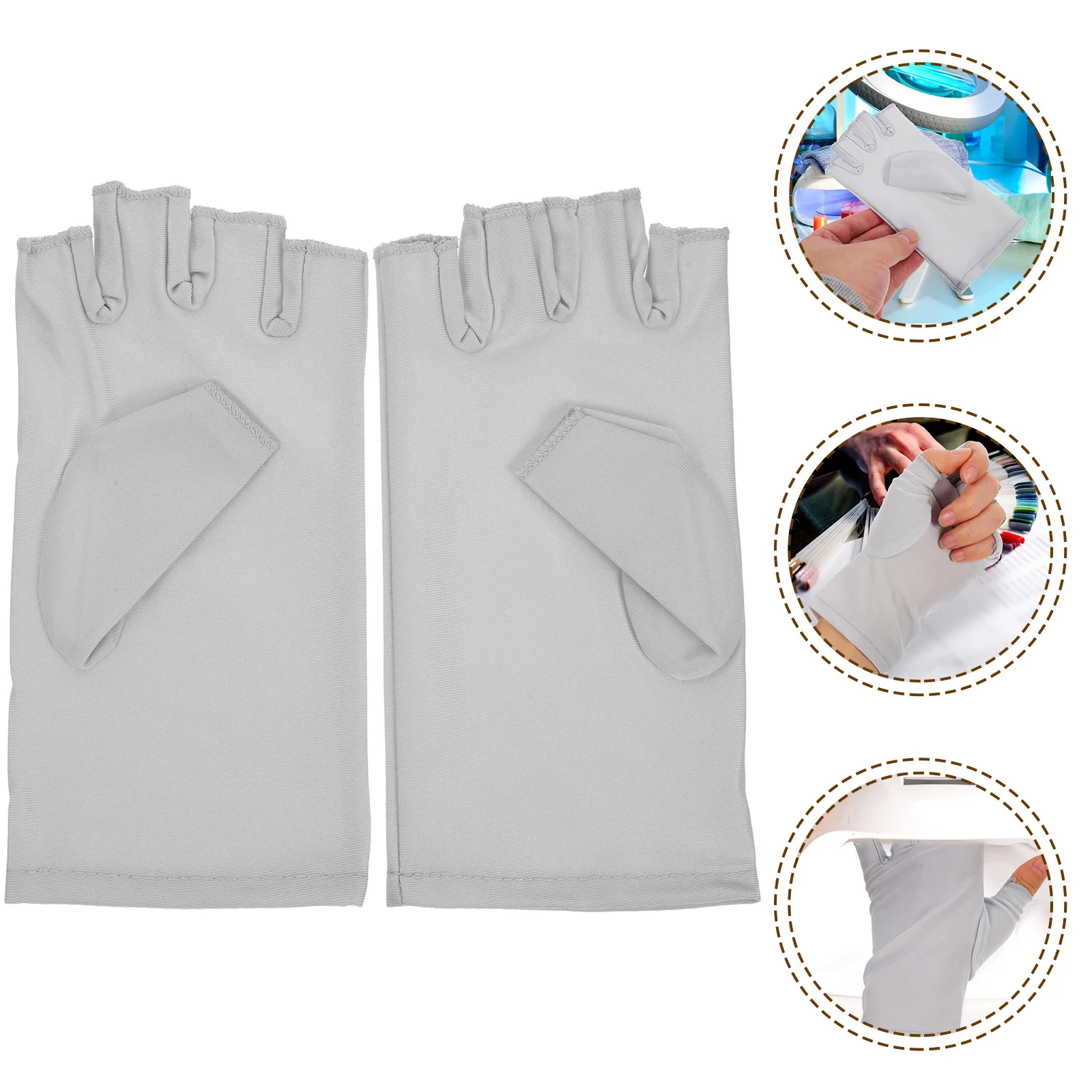 

1 Pair Uv Protection For Gel Nail Lamp Fingerless Manicure Gloves Anti-Uv Reusable Hand Covers Nail Art Accessories Salon