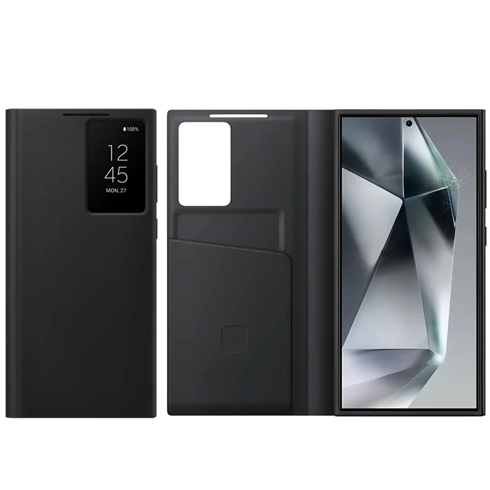 

Leather Flip Cover for Samsung Galaxy S24 Ultra / S24+ Plus 5G Case Wallet Smart View Window S-View Phone Cases Funda