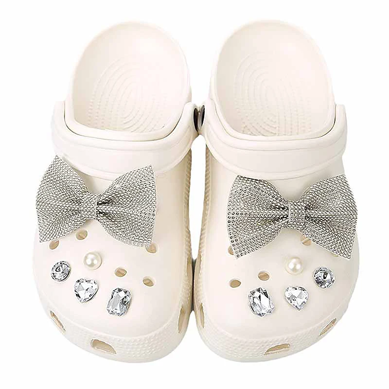 Girls Shoe Decoration DIY Snowflake Bowknot Crystal Diamond Combination Buckle Charms Accessories For Kid Party Gift