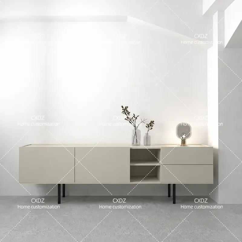 Off White TV Cabinet Creative Light Luxury Living Room Audio Visual Floor Storage Unit Small Apartment Combined Customizable