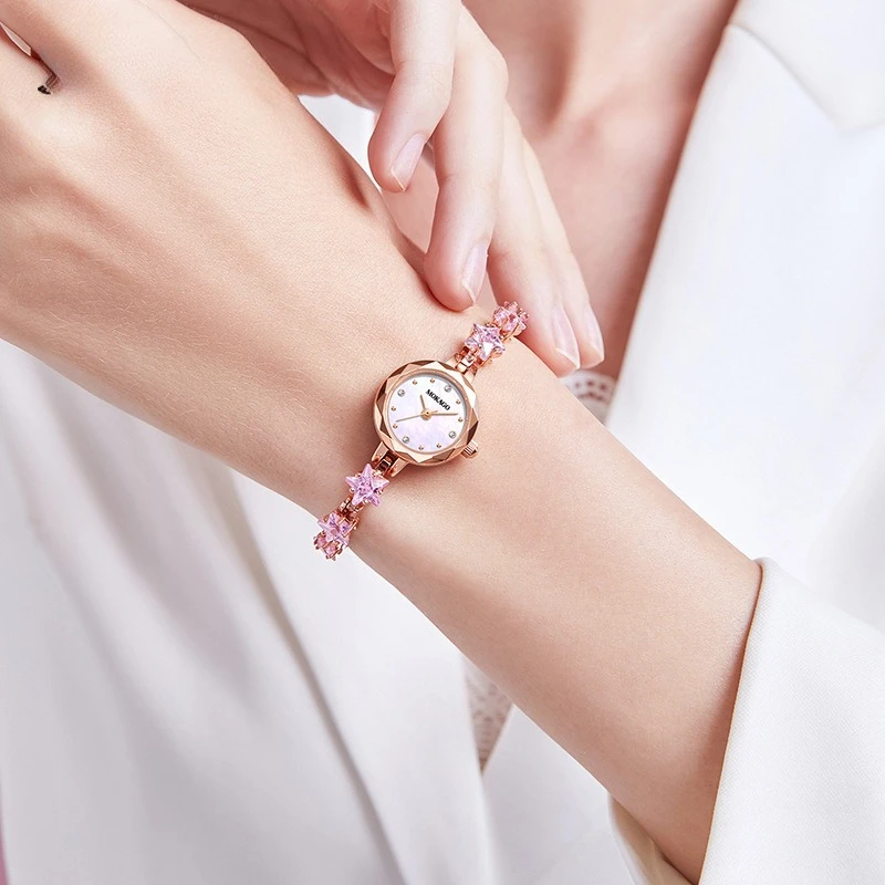 Новые модные легкие роскошные нишевые женские часы с кристаллами Fritillary, нежный тонкий браслет, женские часы с маленьким циферблатом