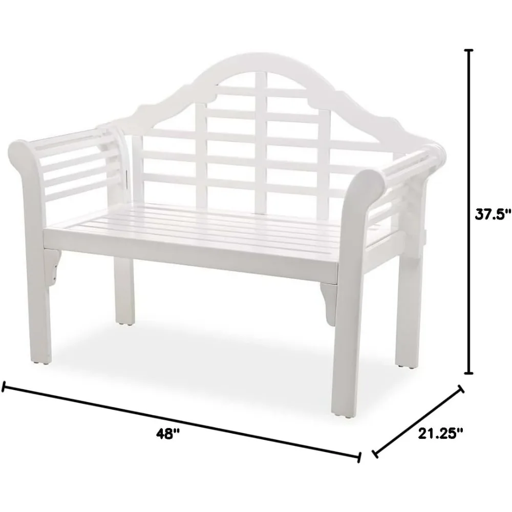 Plow & Hearth Weatherproof Lutyens Outdoor Bench | Holds Up To 400 Lbs Garden Patio Park Deck Wood Black