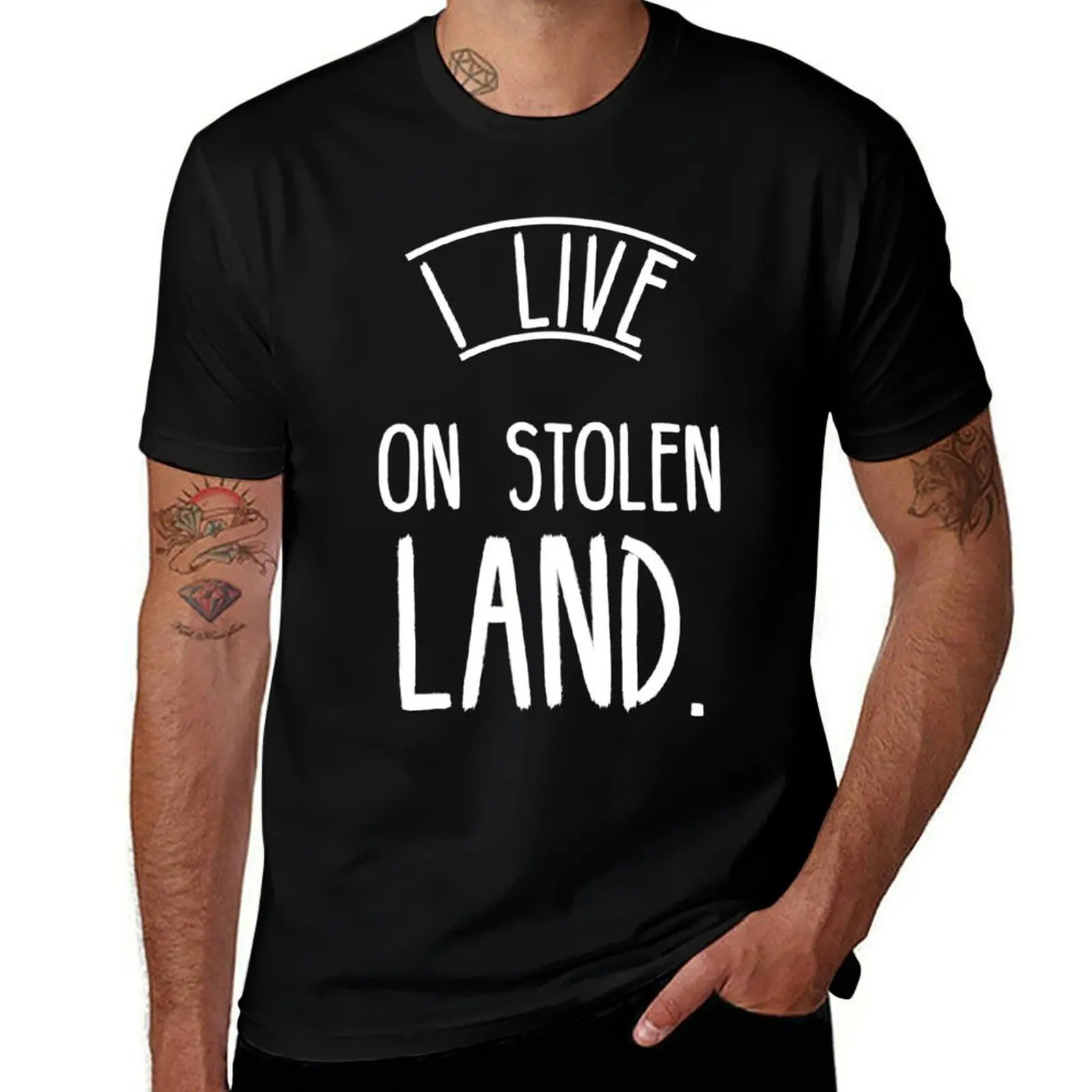 

I live on stolen land T-Shirt man t shirts for men casual anime tshirt T-Shirt