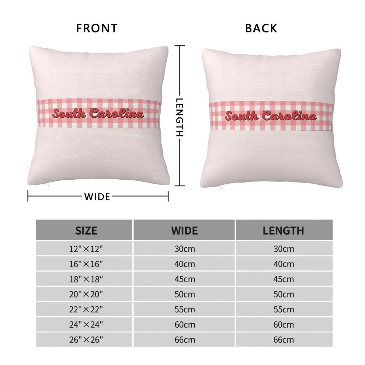 South Carolina Checkered Label Square Pillowcase Polyester Linen Velvet Printed Decor Throw Pillow Case Room Cushion Wholesale
