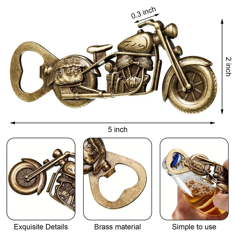 Motorcycle Bottle Opener, Fun Metal Beer Opener, Vintage Motorcycle Beer Gifts For Father's Day Men(3 PCS)