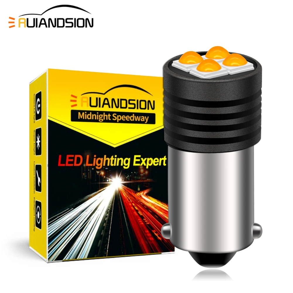 Ruiandsion 2pcs 10-30V T11 233 H6W T4W BA9S BAX9S BAY9S 3030 Car LED License Plate Light Auto Parking Reverse Lamp White Yellow