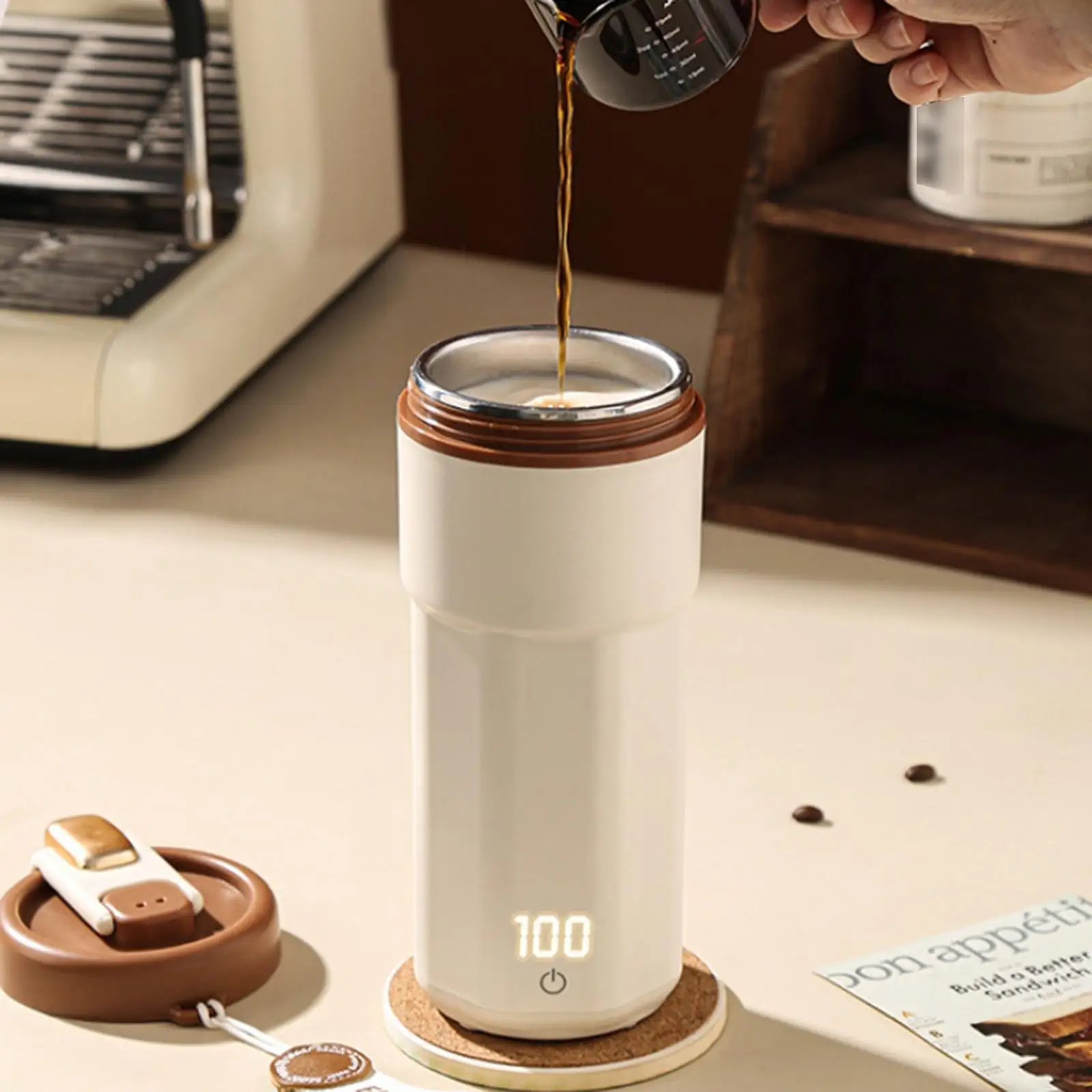 

Electric Kettle,Heating Cup Heated Tea Coffee Mug Personal Temperature Control Travel Small Water Boiler for Trips Trucks Car