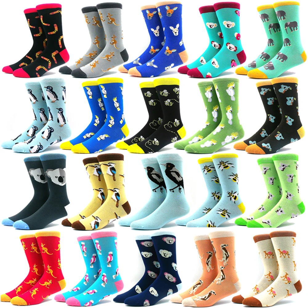 New Autumn and Winter Combed Cotton Men\'s and Women\'s Socks Cartoon Fun Happy Socks Seal Zebra Koala Fashion Socks Gift