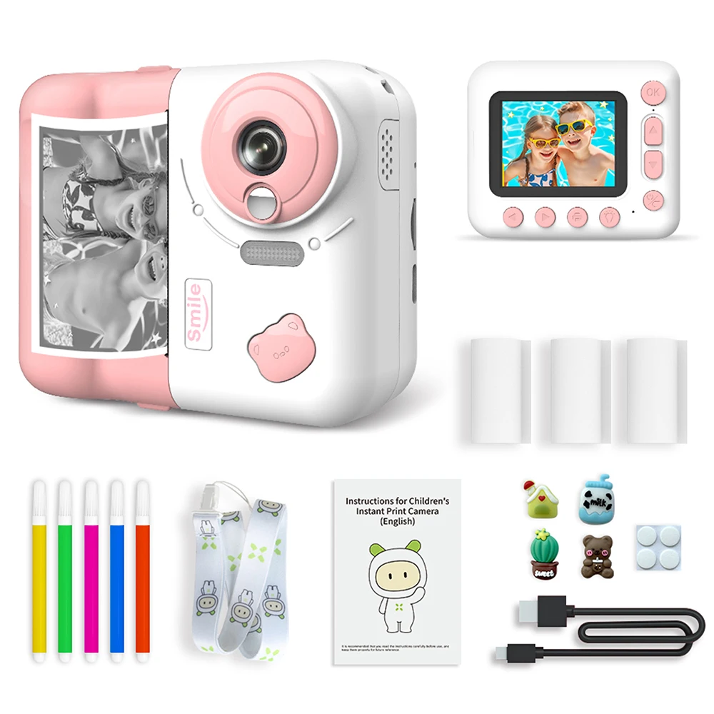 9Imod Kinder Camera Instant Print Camera 2.4 Inch 1080P Kinderen Digitale Foto Camcorder