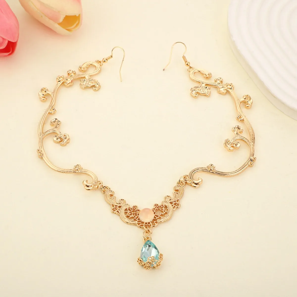 New Super Fairy Antique Hair Ancient Clothing Hanfu Accessories Fringed Eyebrow Pendant Headgear Princess Hair Chain