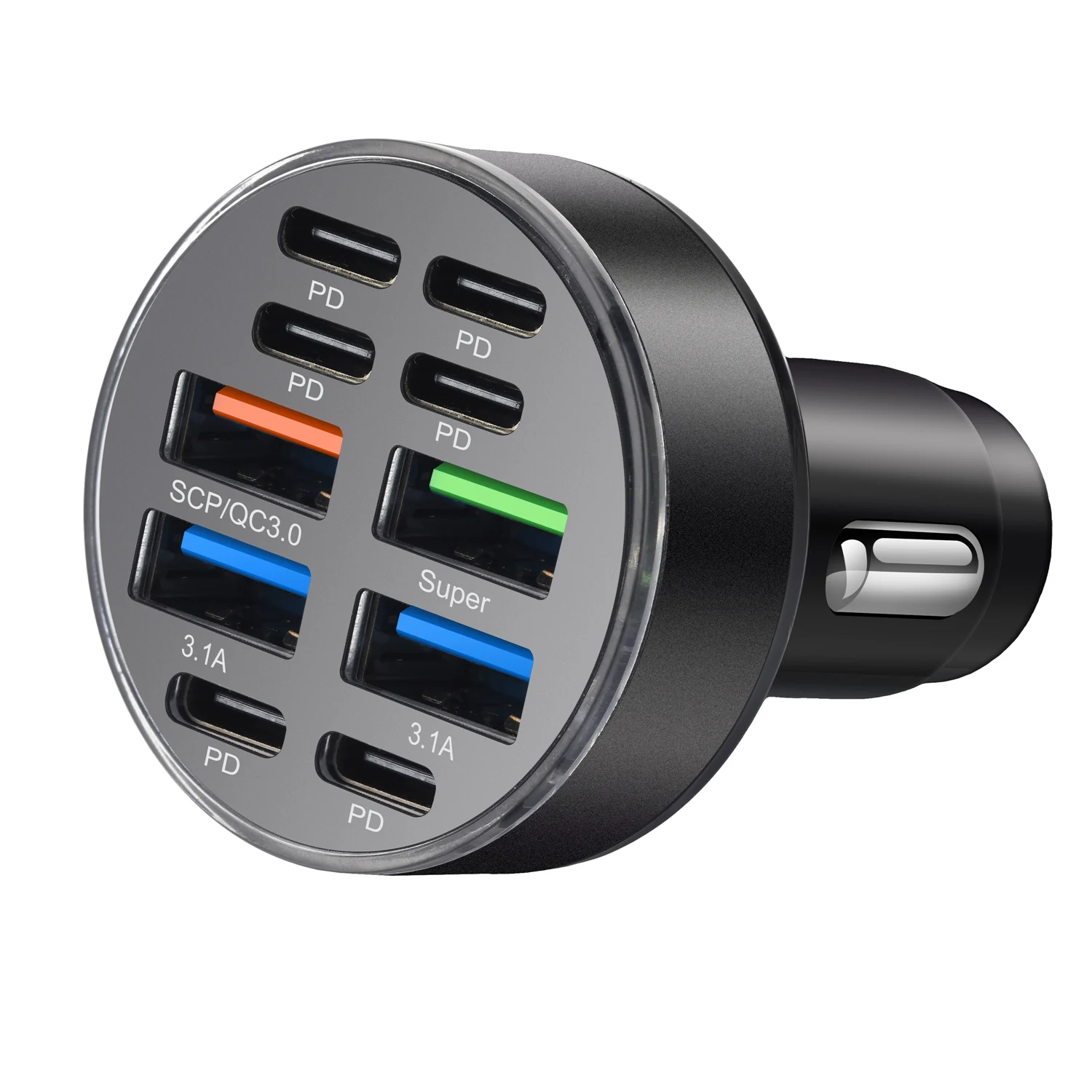 350 W 10 Ports Autoladegerät Schnellladung PD QC3.0 USB C Autotelefonladegerät Typ C Adapter im Auto für iPhone Samsung Huawei Xiaomi