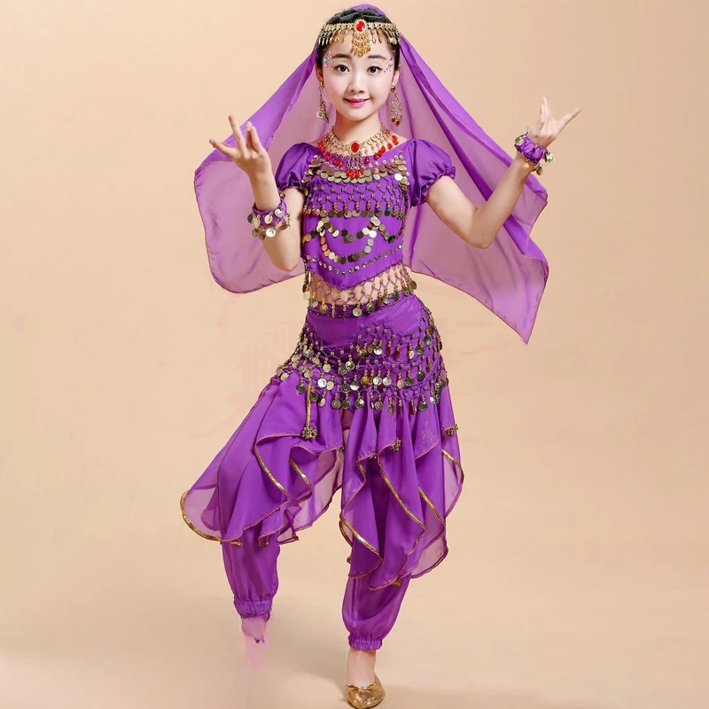 

Kid's Belly Dance Costumes Set, Oriental Dance Clothes, Indian Girl, Child, Adult, 4 Colors