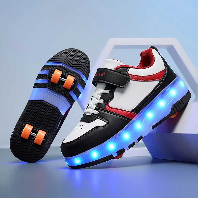 

Невидимые роликовые кроссовки для девочек: спортивная обувь с подсветкой на двух колесах, детские роликовые коньки со скрытыми колесами