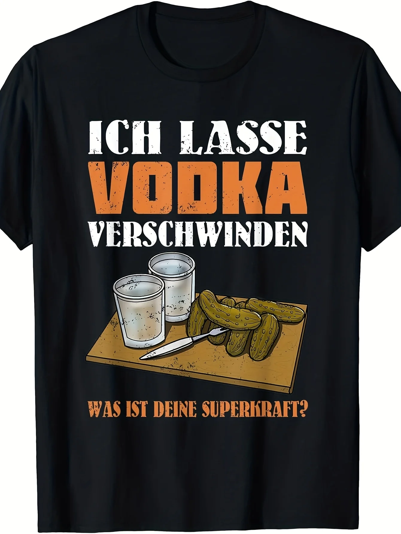 QXABCG Camiseta divertida para hombre con estampado de vodka ruso, con texto en alemán y gráficos cirílicos, perfecta para fiestas