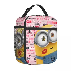 Minions Love Pattern borse per il pranzo isolate borsa termica riutilizzabile Contenitore per pasti grande Lunch Box Tote Bento Pouch Office Travel